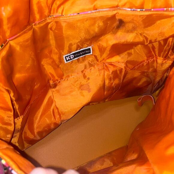 KD Y2K 2000 Pink and Orange Striped Vinyl Shoulder Bag - Picture 6 of 7